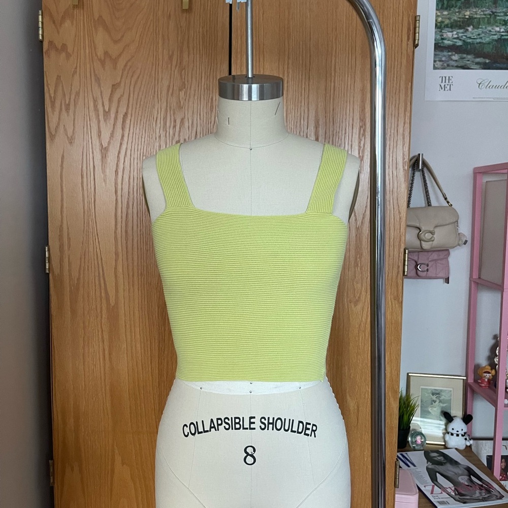 Mango Light Green Ribbed Crop Top